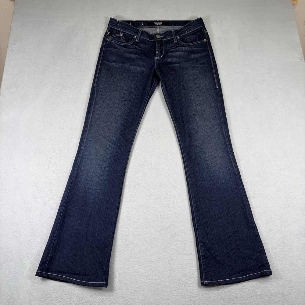 Rock & Republic Womens Jeans 32 Dark Wash Bootcut Flare Embroidered Pockets